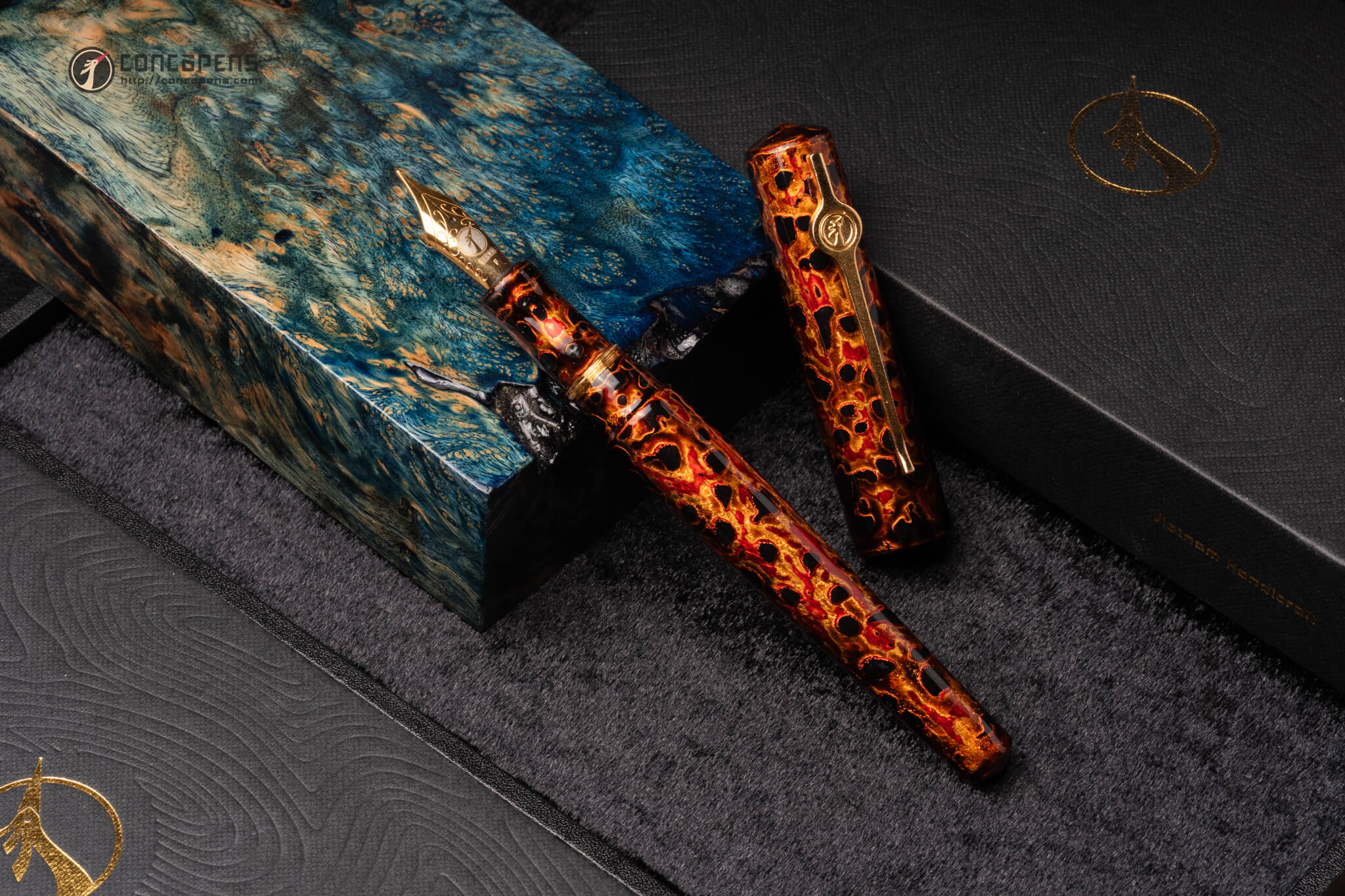 CONCOPENS Traditional Lacquer Fountain Pen - “Glowing Ember 02"